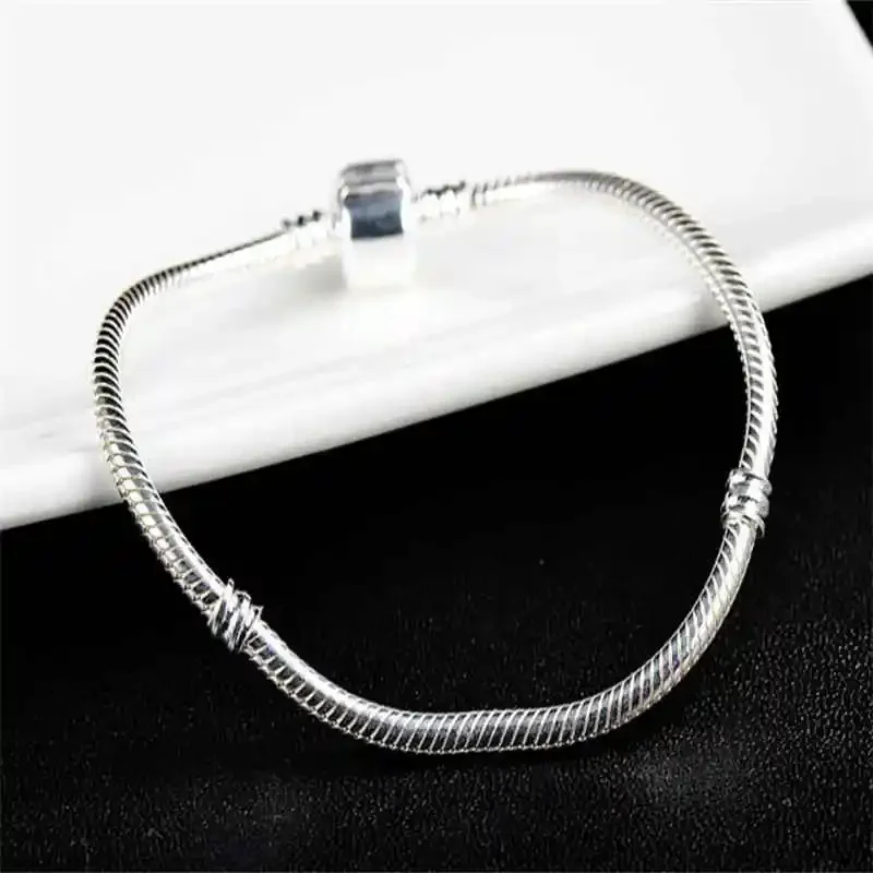 Famous Brand Original Certified 925 Sterling Silver Bracelet for Women DIY Charms Beads Snake Link Chain Classic Wrist Jewelry - Image 4