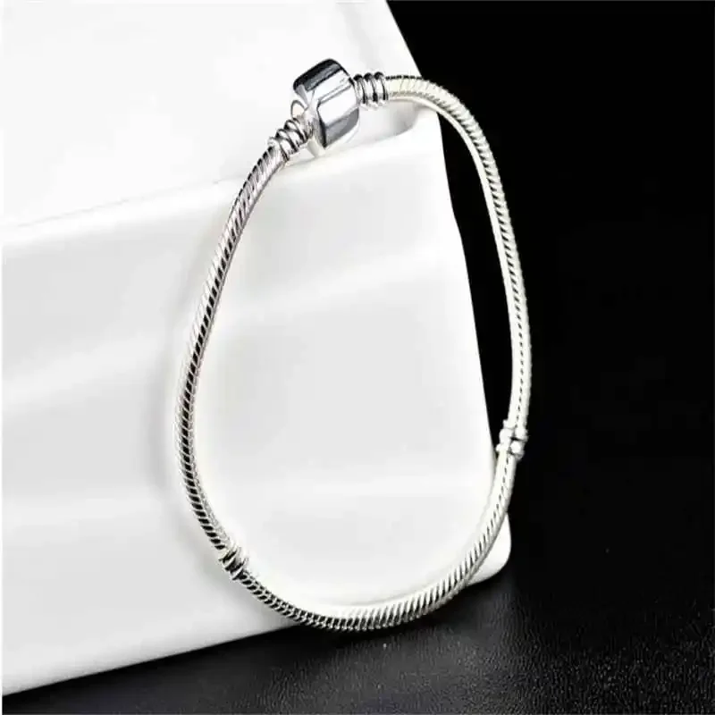 Famous Brand Original Certified 925 Sterling Silver Bracelet for Women DIY Charms Beads Snake Link Chain Classic Wrist Jewelry - Image 5