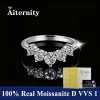 Fashion V Shape D VVS1 Moissanite Row Rings for Woman 925 Sterling Silver Jewelry Gift Woman's Moissanite Diamond Ring