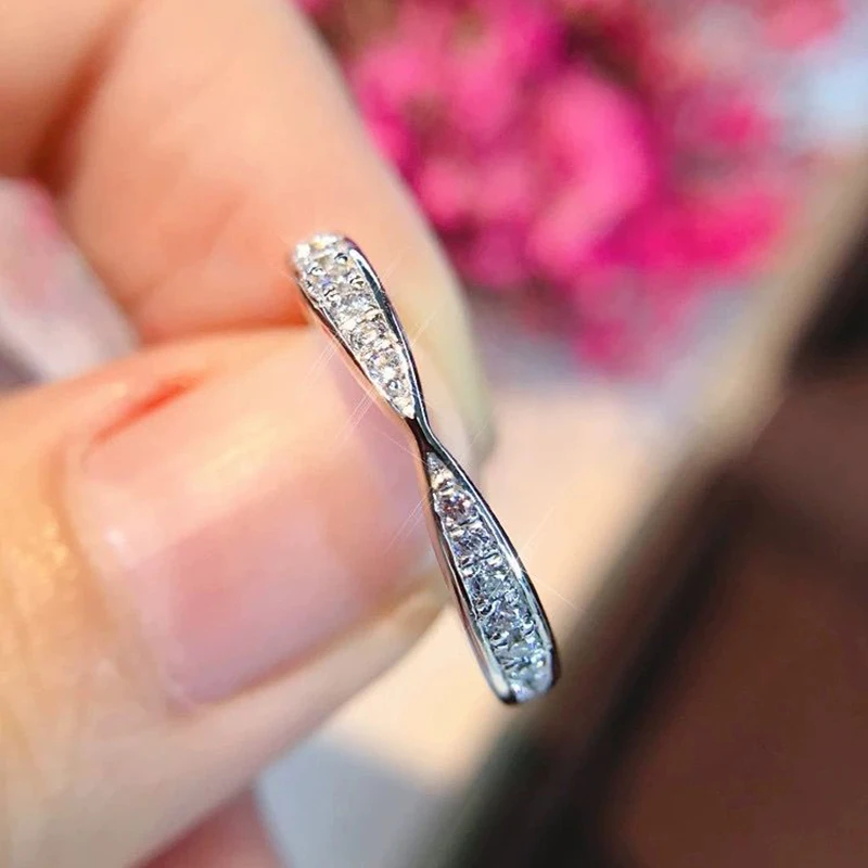 Fashion V Shape D VVS1 Moissanite Row Rings for Woman 925 Sterling Silver Jewelry Gift Woman's Moissanite Diamond Ring - Image 3