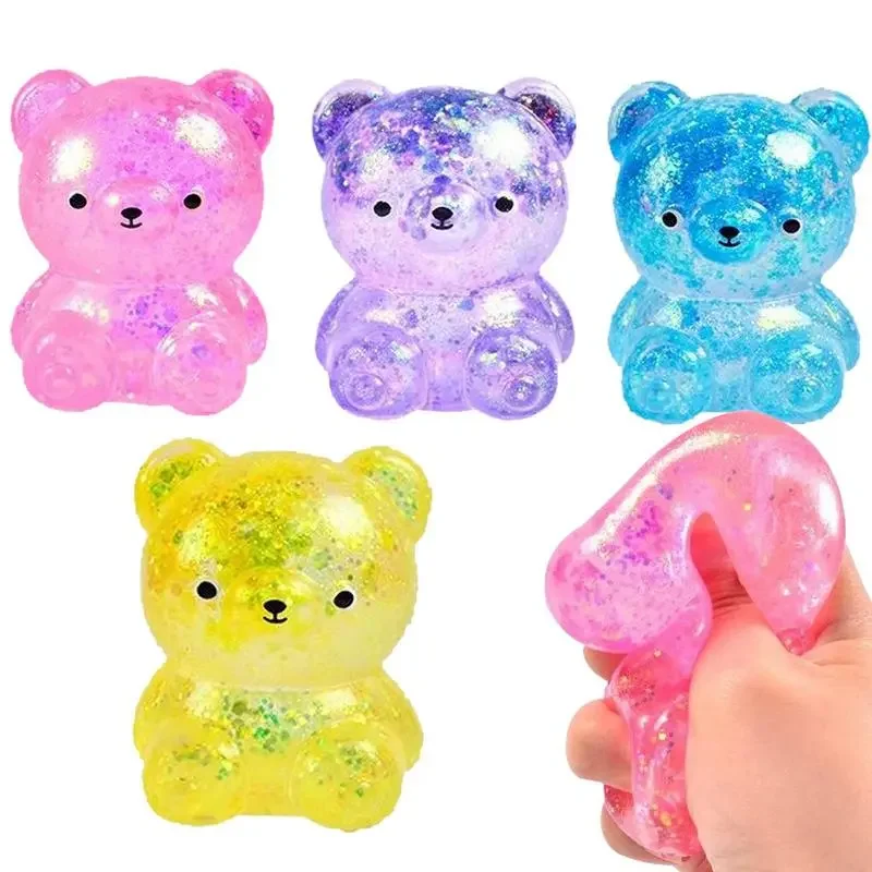 Fidget Bear Toy Squishys Glitter Gummy Bear Small Cute Animal Anti Stress Fidget Splat Decompressions Vent Squeeze Toy - Image 3