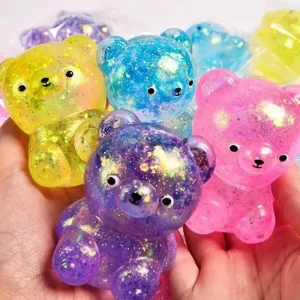 Fidget Bear Toy Squishys Glitter Gummy Bear Small Cute Animal Anti Stress Fidget Splat Decompressions Vent Squeeze Toy