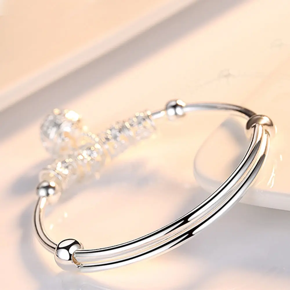 Fine 925 Sterling Silver hollow Bells ball bangles adjustable Bracelets for Women Fashion Holiday gifts Party wedding Jewelry - Image 5