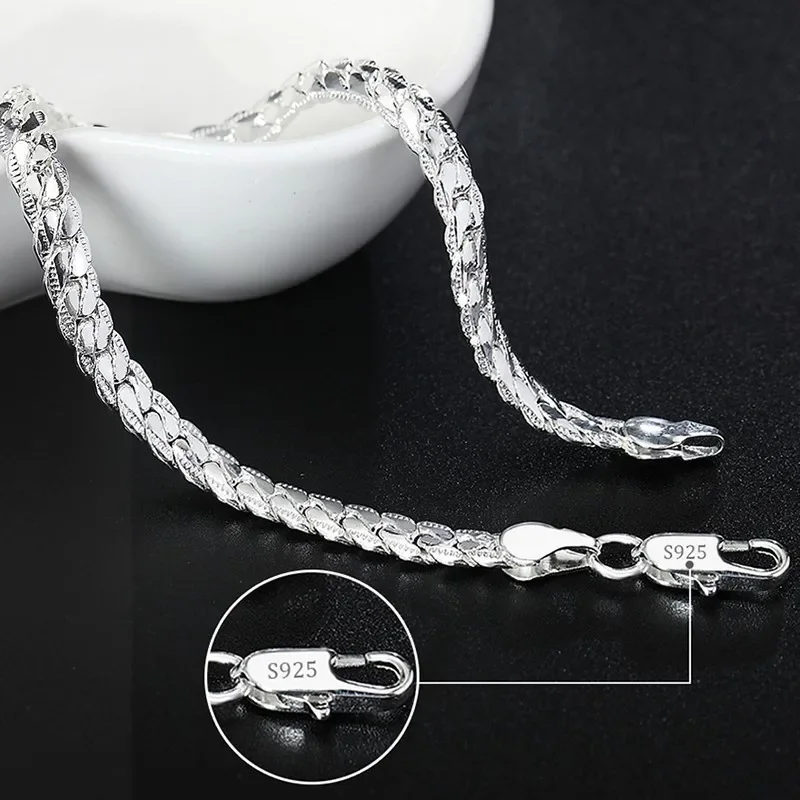 Fine Noble 925 Sterling Silver Solid Chain Bracelet For Women Men Charm Party Gift Wedding party Fashion Jewelry - Image 3