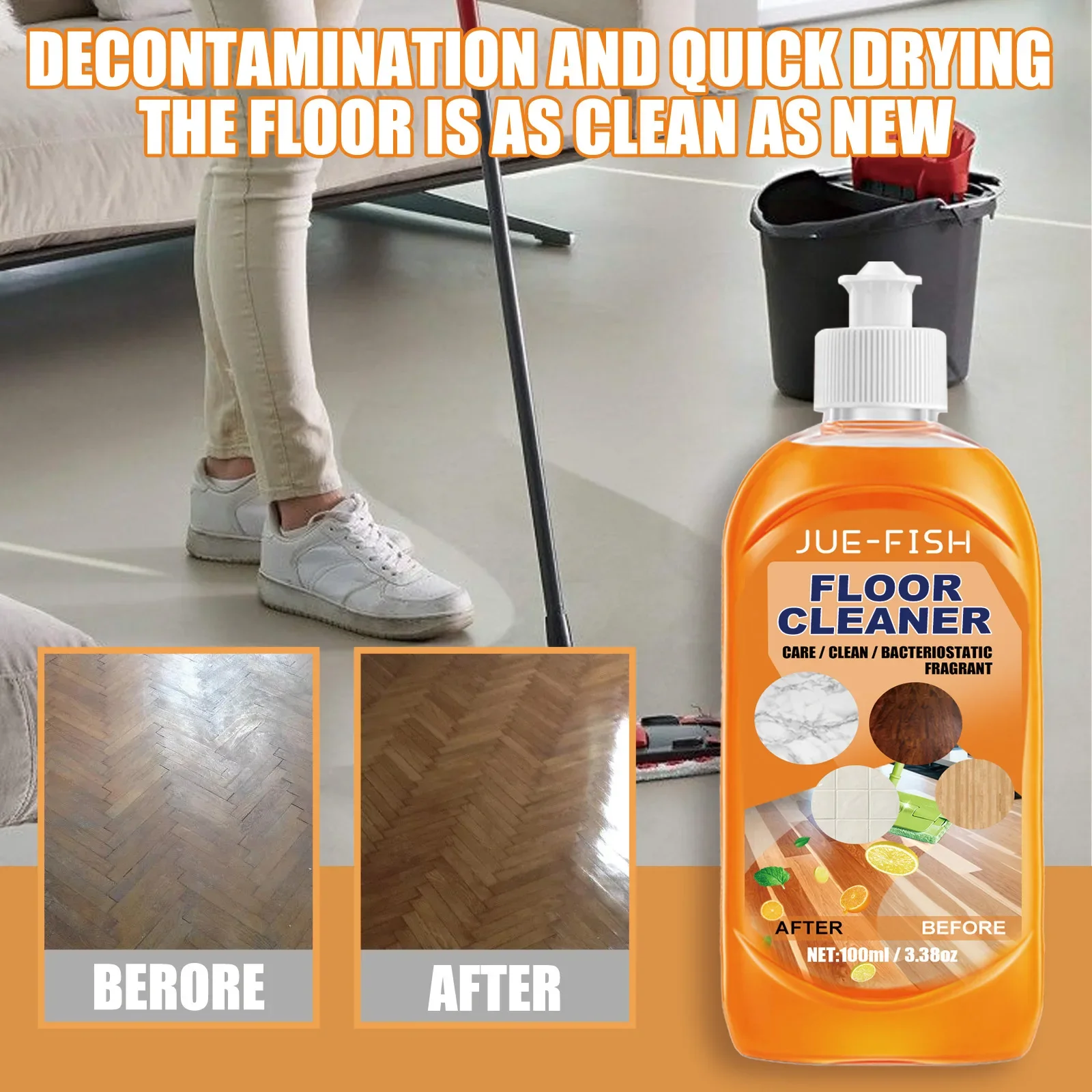 Floor Polishing Agent Dirt Stain Removal Wooden Floor Renovating Ceramic Tiles Polishing Brighten Ceramic Tiles Cleaning Liquid - Image 3