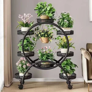 Flower rack flower pot rack living room floor-to-ceiling movable with wheels dill balcony flower pot rack, multi-layer household