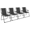 Folding Beach Deck Chairs Black Pack of 4 Metal Outdoor Patio Seat Lightweight Portable Deck Chair for Picnic, Garden, Camping,