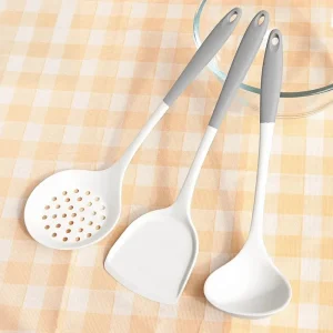 Food Grade Silicone Kitchenware Set Non-Stick Pan High-Temp Resistant Spatula Soup Spoon Colander Cooking Essential Tools