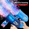 Fully Automatic Bubble Gun Rocket Bubbles Machine Automatic Blower with Bubble Liquid Toy for Kids Beach Outdoor Bubble Gifts