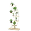 GOFLAME 8-Tier Tall Wooden Plant Stand Rack Curved Half Moon Shape Ladder Planter Shelf