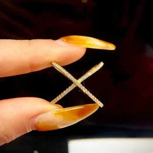 GRA Fashion Simple Real Moissanite Diamond X shaped Ring for Women Party 925 Sterling Silver High Quality Fine Jewelry