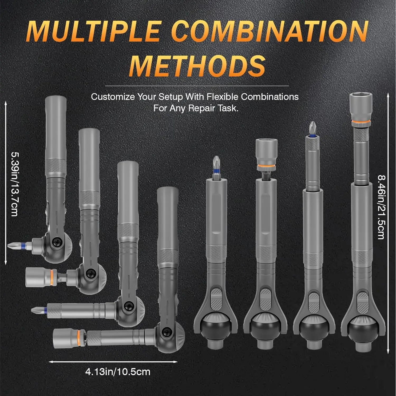 Galacok 40 in 1 Magnetic Ratchet Screwdriver Set, Multi-functional Wrench Set with 180° Adjustable Handle S2 Bits and Socket Set - Image 4