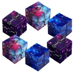 Galaxy Infinity Cube Fidget Toy Blue Purple Stress Anxiety Relief For Kids Adults Novelty Decompression Gifts