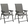 Garden Dining Chairs Set of 2, Folding Garden Chairs with All Weather Texteline Back and Seat, Outdoor Dining Chair with Armres