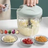 Garlic Mincer Hand Cutter - Hand Pull String Food Processor Vegetable Chopper - for Onion, Ginger, Fruits, Nuts, Dishwasher Safe