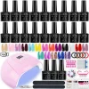 Gel Nail Polish Set 18 Colors Gel Varnish Kit With LED Nail Lamp Soak OFF Gel Nail Kit Base & Top Coat Gel Polish Nail Tools Set
