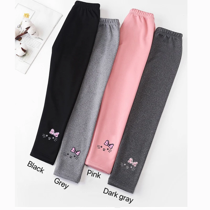 Girl Winter Leggings Fleece-lined Thermal Tights Outdoor Wear Multi-Color Autumn Winter Cute Kids Bottoms Thickened Warm Pants - Image 5