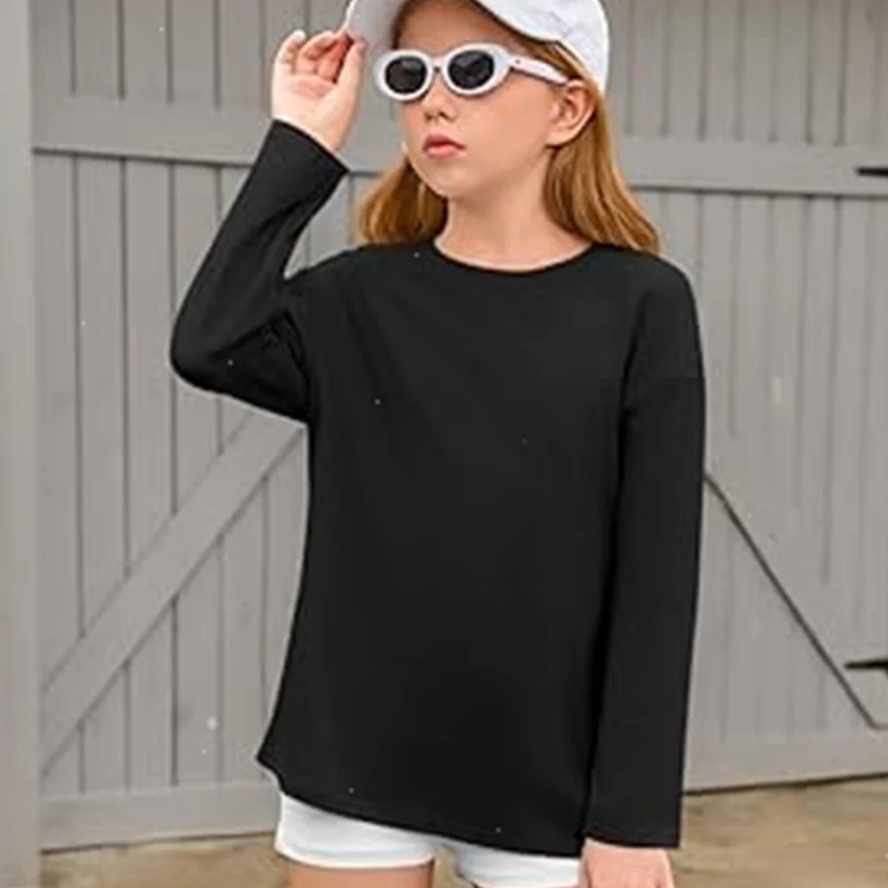 Girls Boys Long Sleeve T-Shirts Casual Kids Pure Cotton O-neck Solid Tee Tops Spring Blouse T Shirt for Teens Girl Clothes 3-14Y - Image 3