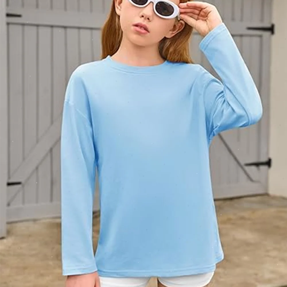 Girls Boys Long Sleeve T-Shirts Casual Kids Pure Cotton O-neck Solid Tee Tops Spring Blouse T Shirt for Teens Girl Clothes 3-14Y - Image 4