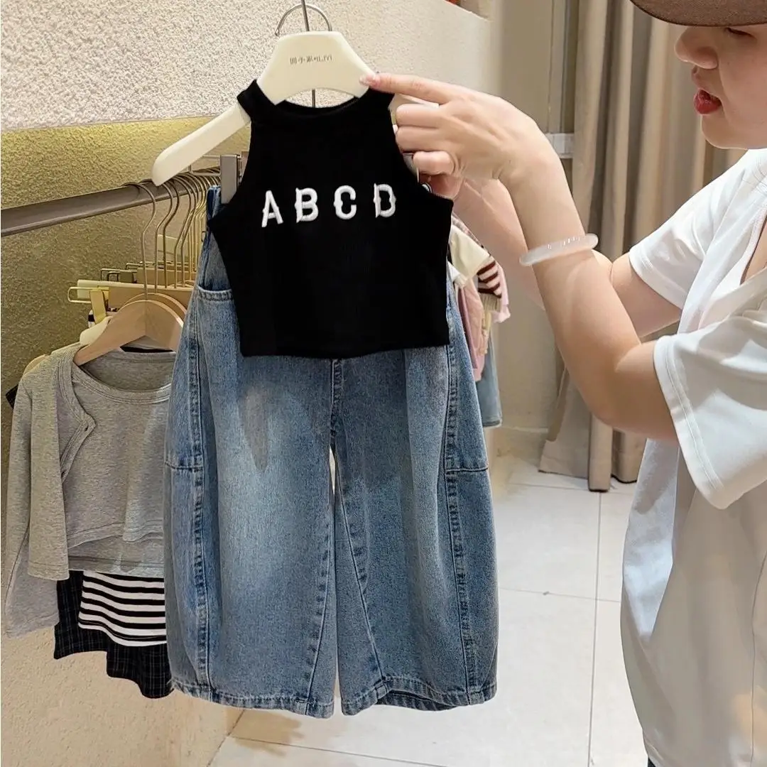 Girls Jeans 2025 New Spring Autumn Fashionable and Casual Korean Thin and Trendy Little Girls Straight Leg Pants Loose Casual - Image 2