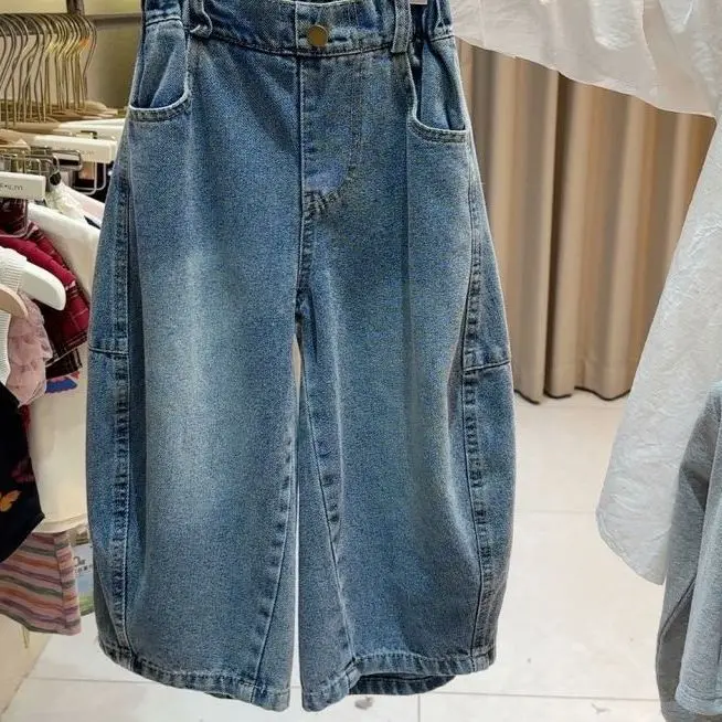 Girls Jeans 2025 New Spring Autumn Fashionable and Casual Korean Thin and Trendy Little Girls Straight Leg Pants Loose Casual - Image 3