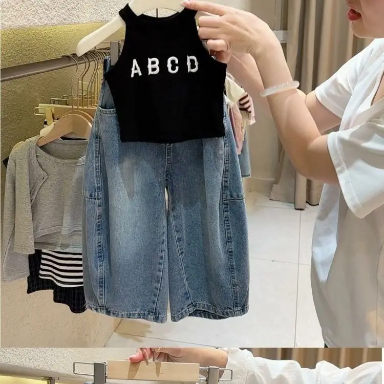 Girls Jeans 2025 New Spring Autumn Fashionable and Casual Korean Thin and Trendy Little Girls Straight Leg Pants Loose Casual - Image 4