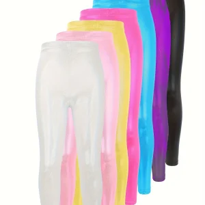 Girls Solid Slim Breathable Leggings Comfy Yoga Pants For Dance Performance Gymnastics Sports Gift