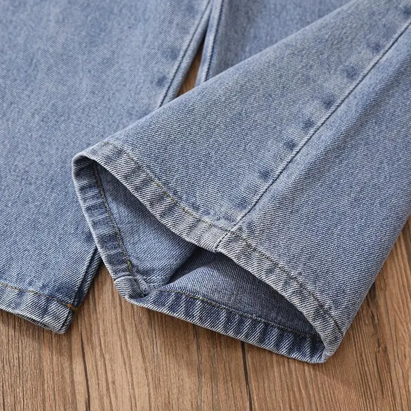 Girls' Wide-Leg Jeans Versatile Style 2025 Fashionable Big Kids Leisure Pants Spring And Autumn Girl Loose Double Waist Trousers - Image 4