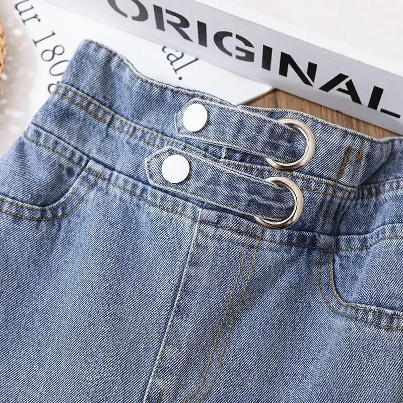 Girls' Wide-Leg Jeans Versatile Style 2025 Fashionable Big Kids Leisure Pants Spring And Autumn Girl Loose Double Waist Trousers - Image 3