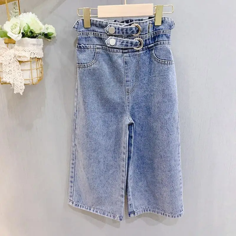 Girls' Wide-Leg Jeans Versatile Style 2025 Fashionable Big Kids Leisure Pants Spring And Autumn Girl Loose Double Waist Trousers - Image 5