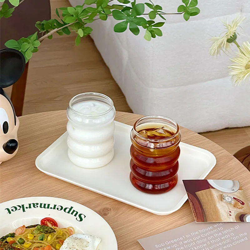 Glass Cup Household Corrugated Glass Cup Coffee Milk Cup Transparent Glasses Ice Juice Mug Tea Cup Drinkware Retro - Image 5