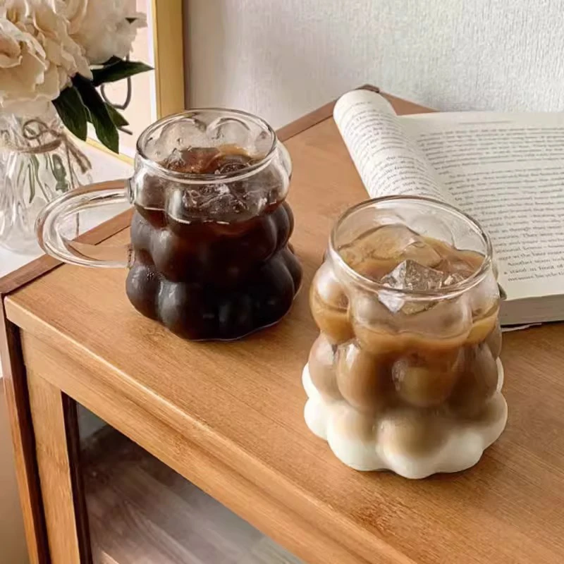 Glass Cups Cold Iced Coffee Mug Transparent Drinking Glasses Coffee Mug Cute Glass Cups Desk Accessorie Aesthetic Cocktail Cup - Image 3