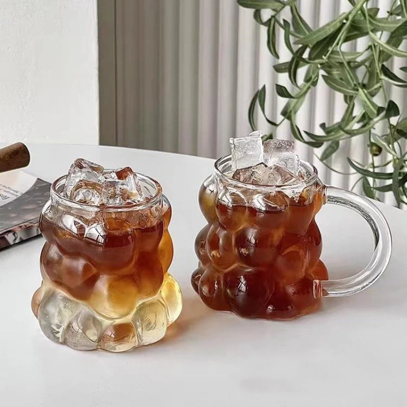 Glass Cups Cold Iced Coffee Mug Transparent Drinking Glasses Coffee Mug Cute Glass Cups Desk Accessorie Aesthetic Cocktail Cup - Image 4