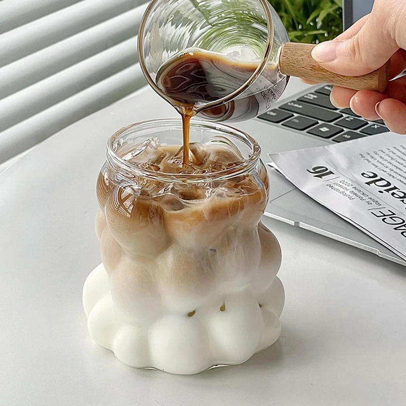 Glass Cups Cold Iced Coffee Mug Transparent Drinking Glasses Coffee Mug Cute Glass Cups Desk Accessorie Aesthetic Cocktail Cup - Image 5