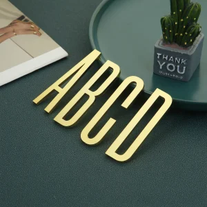 Golden Self Adhesive House Number Metal English Alphabet Letters for Apartment Room Door Plate Table Mailbox Number Stickers 7cm