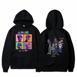 Gorillaz Rock Band Men's Fashion Versatile Hooded Sweatshirt for Daily Comfort Pullover