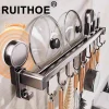 Grey Wall Mounted No-Punch Large Capacity Storage Utensils Metal Kitchen Shelf Skeletonized Drainage Design Easy To Clean