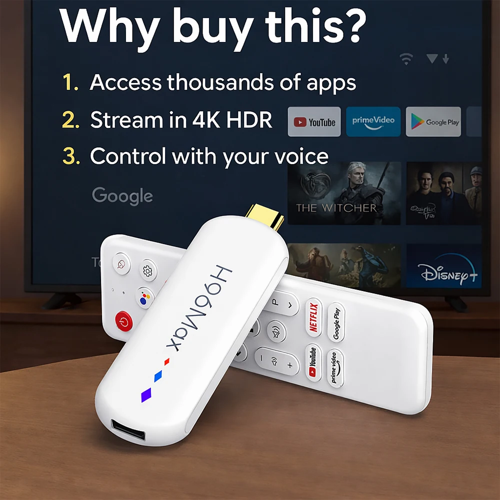 H96 Max S905L TV Stick Android14 Quad Core BT5.0 4K@60fps 2.4G&5G Wifi6 2GB 16GB Google Voice Assistant Media Player AI TV Stick - Image 2