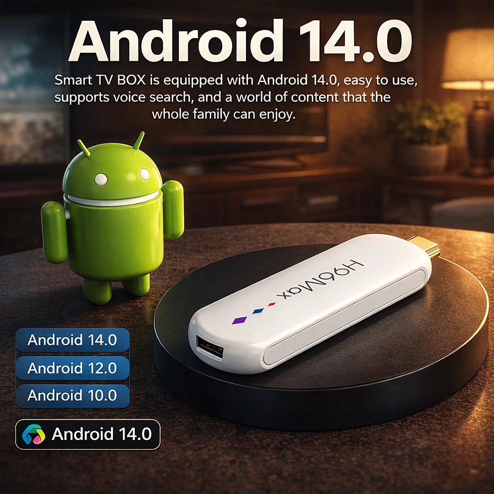 H96 Max S905L TV Stick Android14 Quad Core BT5.0 4K@60fps 2.4G&5G Wifi6 2GB 16GB Google Voice Assistant Media Player AI TV Stick - Image 5