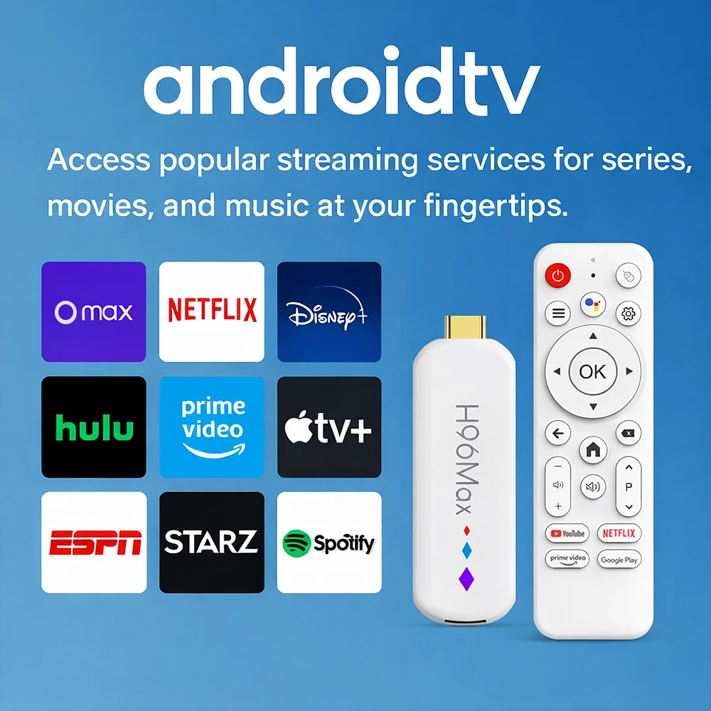 H96 Max S905L TV Stick Android14 Quad Core BT5.0 4K@60fps 2.4G&5G Wifi6 2GB 16GB Google Voice Assistant Media Player AI TV Stick - Image 6