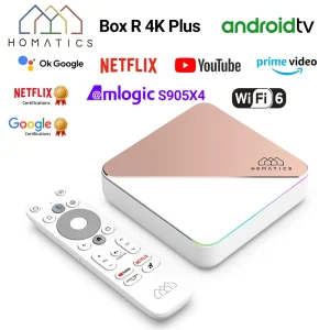 HOMATICS Box R 4K Plus TV Box AndroidTV 14 Netflix Google Certified Amlogic S905X4 4G32G Support DTS Dolby Audio AV1 Wifi6 BT5.0