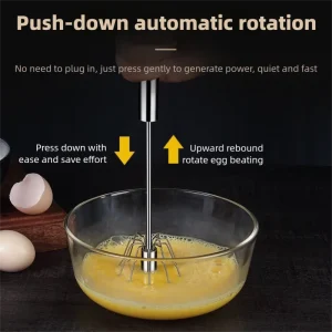 Handheld Semi Automatic Egg Blender Coffee Milk Mixer Manual Pressure Rotary Kitchen Tool Essential for Baking Cooking