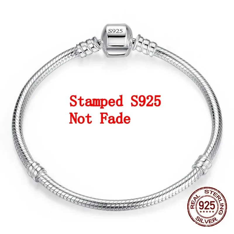 Handmade Original Fine Jewelry 925 Sterling Silver Charm Bracelet Soft Smooth Snake Bone Bracelets for Women - Image 2