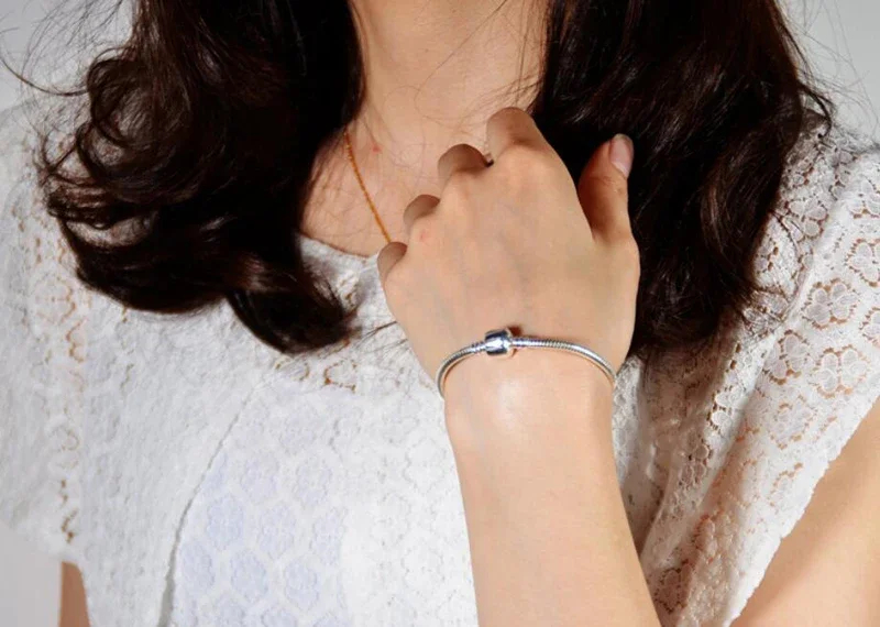 Handmade Original Fine Jewelry 925 Sterling Silver Charm Bracelet Soft Smooth Snake Bone Bracelets for Women - Image 5