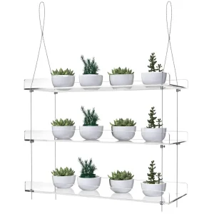 Hanging Plant Shelves Indoor Windows Wall Hanging Plant Stand for Grow Herbs, Microgreens, amp Succulents