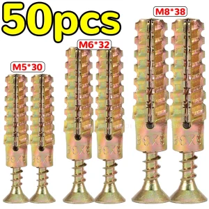 Heavy Duty Steel Wall Anchor with Screws Kit Metal Tube Expansion Self Tapping Screw Drywall Drilling Plug Fastener Bolt Anchors