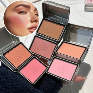 Herorange 6-Color Tinplate Blush Palette, Matte and Shimmer, Low Saturation, Waterproof and Long-Lasting, Easy to Apply