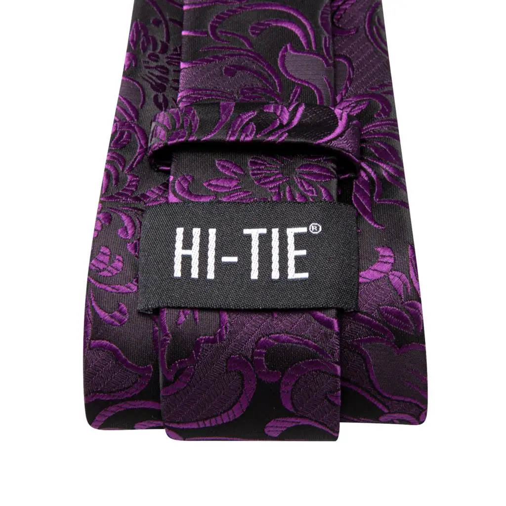 Hi-Tie Paisley Purple Elegant Men Tie Silk Necktie For Men Hankerchief Cufflink Wedding Party Business Fashion Brand Designer - Image 5