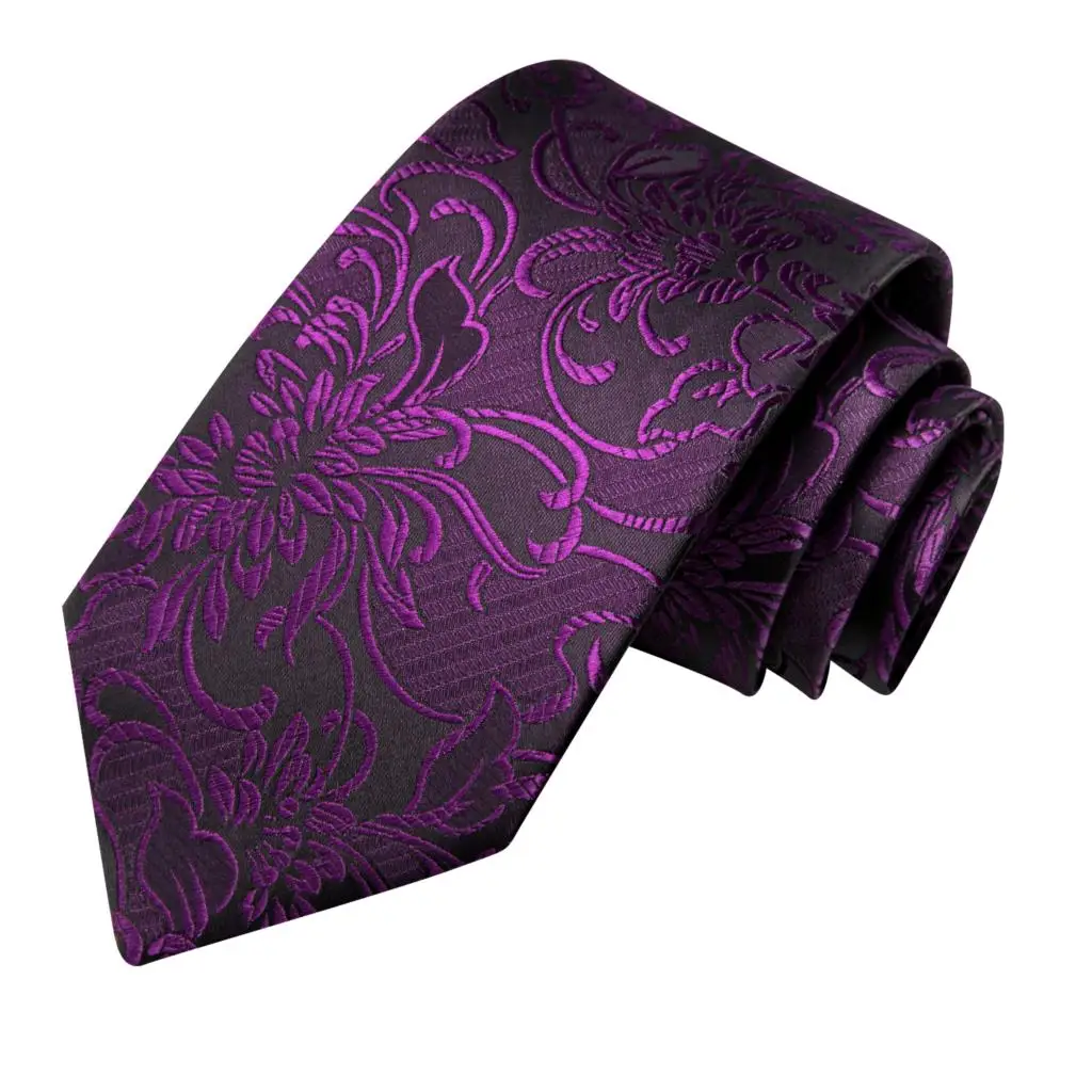 Hi-Tie Paisley Purple Elegant Men Tie Silk Necktie For Men Hankerchief Cufflink Wedding Party Business Fashion Brand Designer - Image 4