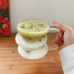 High Borosilicate Glass Coffee Cup Transparent Milk Mug Heat Resistant Breakfast Oatmeal Cup Party Juice Tea Cups